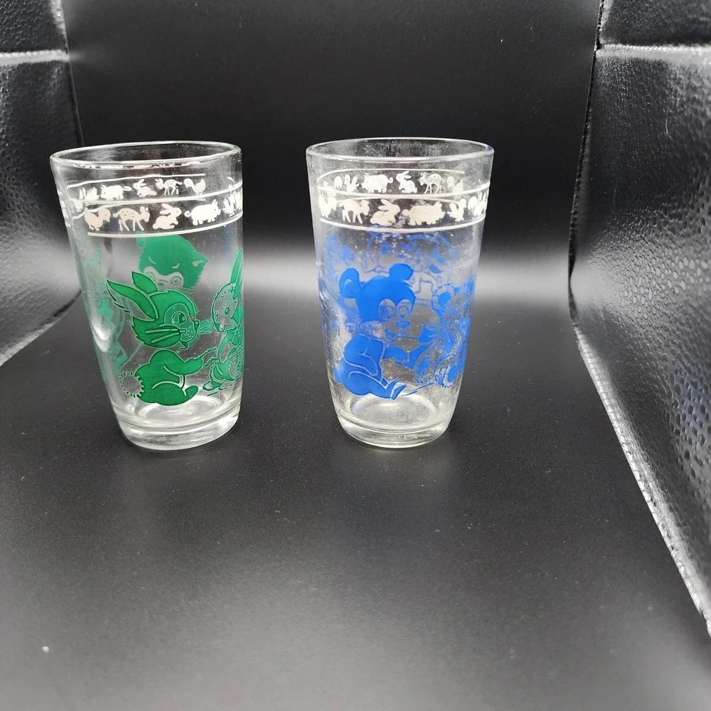 VTG Cats Kittens, Bunnies Rabbits, Bear & Pigs Swanky Swig Juice‎ Glasses